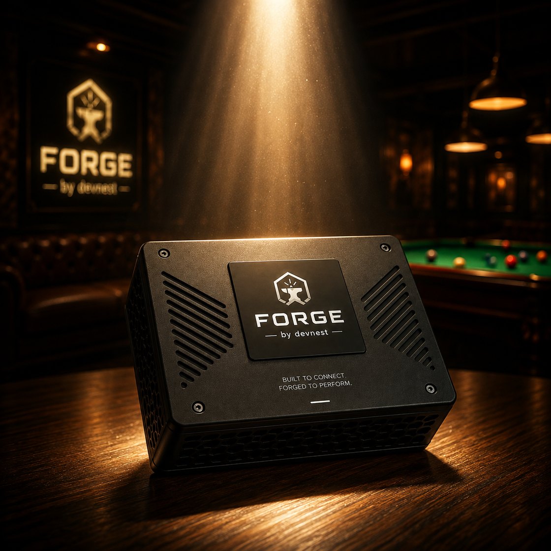 The FORGE Box by DevNest, in a snooker lounge